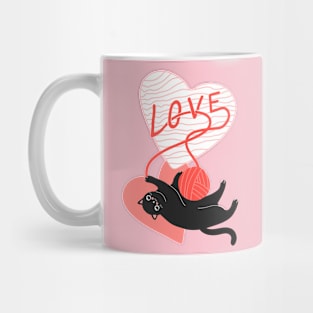 Knitting Love Cat for Cat Lovers Mug